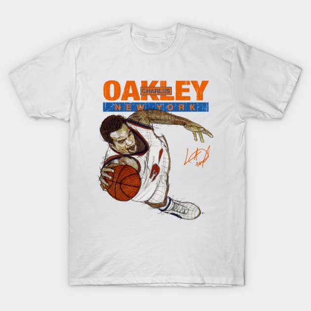 Charles Oakley New York Aerial Dunk T-Shirt by MASTER_SHAOLIN